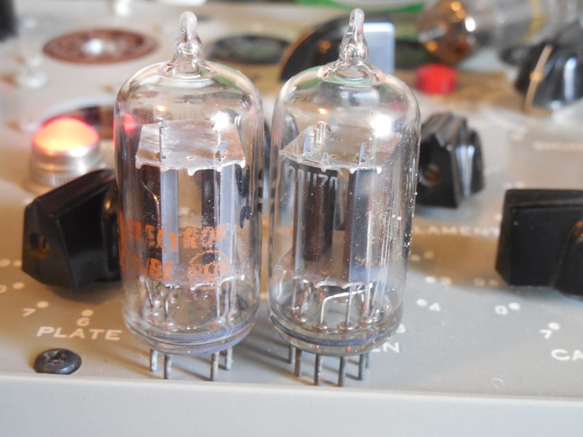 2 STRONG RCA CLEAR TOP SIDE D GETTER 12AU7A TUBES