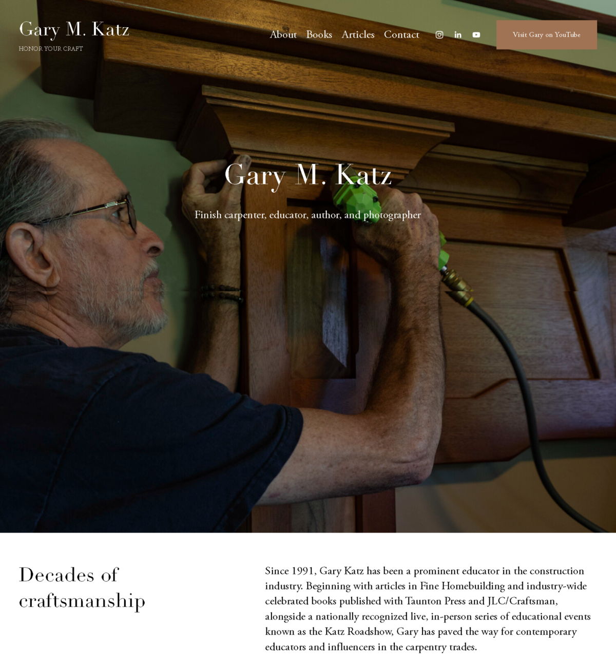 Screenshot of Gary M. Katz, from the carpentry websites collection.