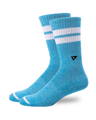 Turquoise tubular sports socks made from recycled materials, designed by Seattle based Arvin Goods