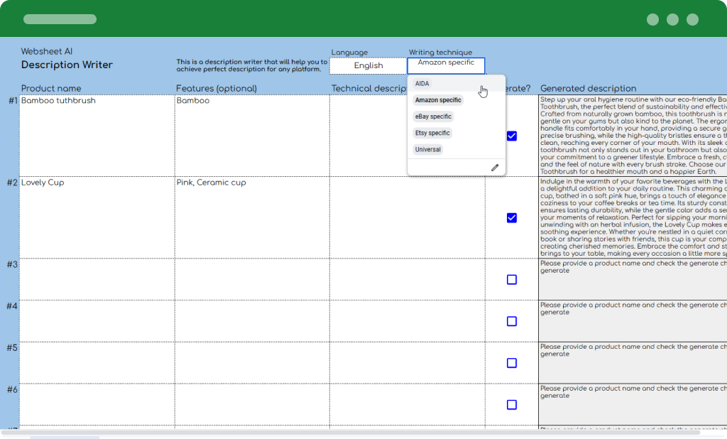 Choosing writing technique