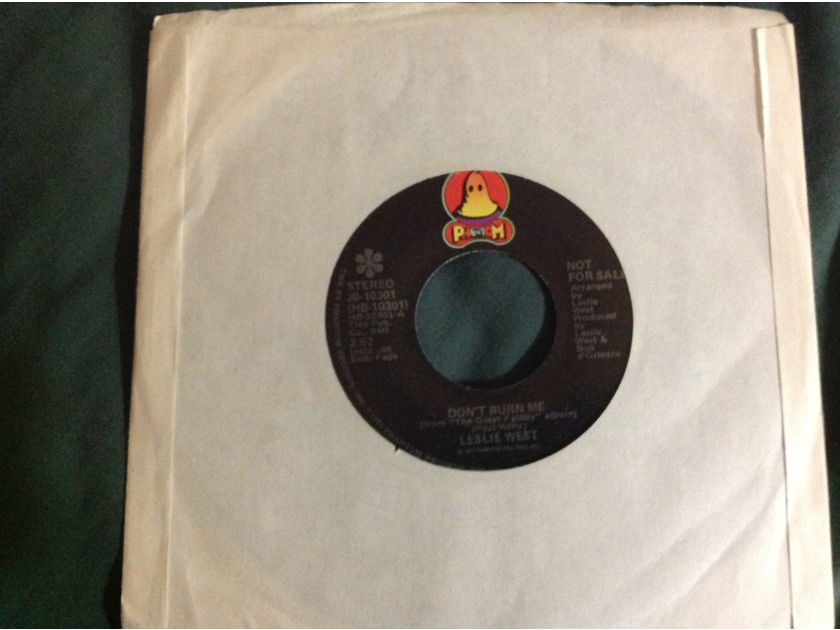 Leslie West - Don't Burn Me/E.S.P. Phantom Records Promo 45 Single Vinyl NM