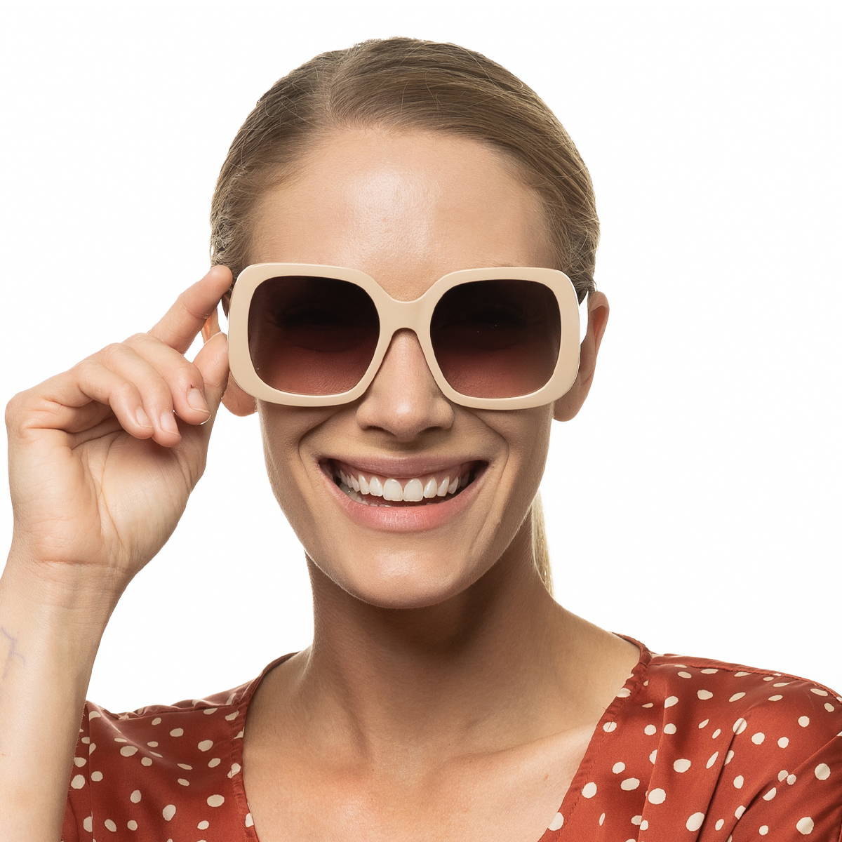 C-5512 Cream Elegant Oversized Square Fashion Sunglasses for Women