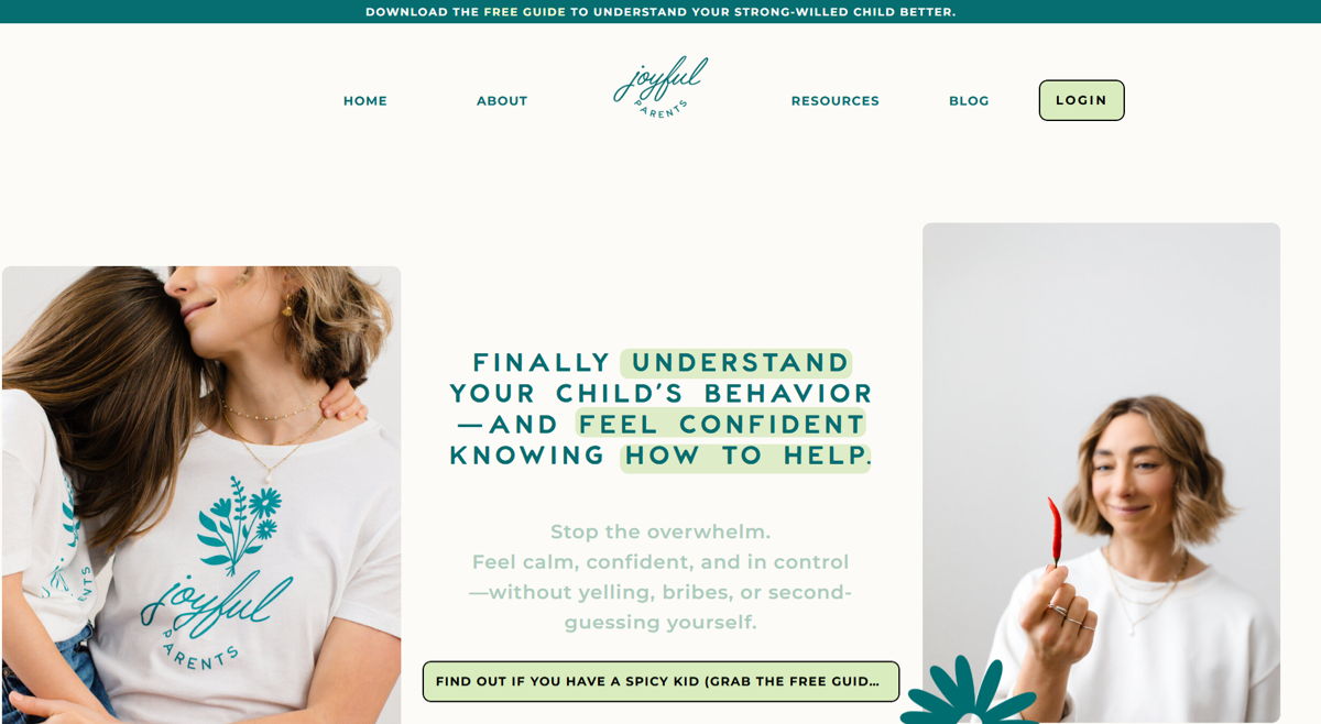 Screenshot of Joy in parenting, from the membership websites collection.