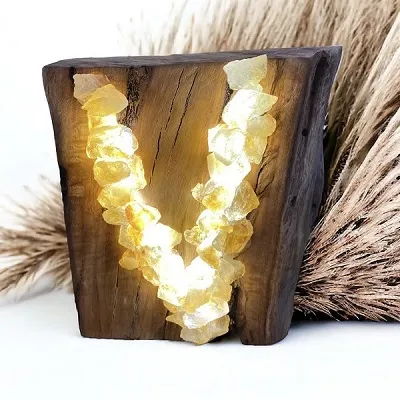 Citrine Quartz Crystal Lamp - Handcrafted With Love