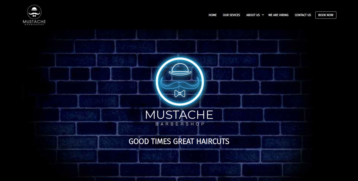 Screenshot of Mustache Barbershop, from the barber & barbershop websites collection.