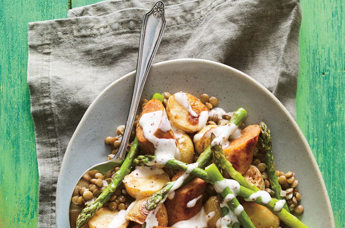 Warm Lentil Salad with Beer and Mustard Dressing