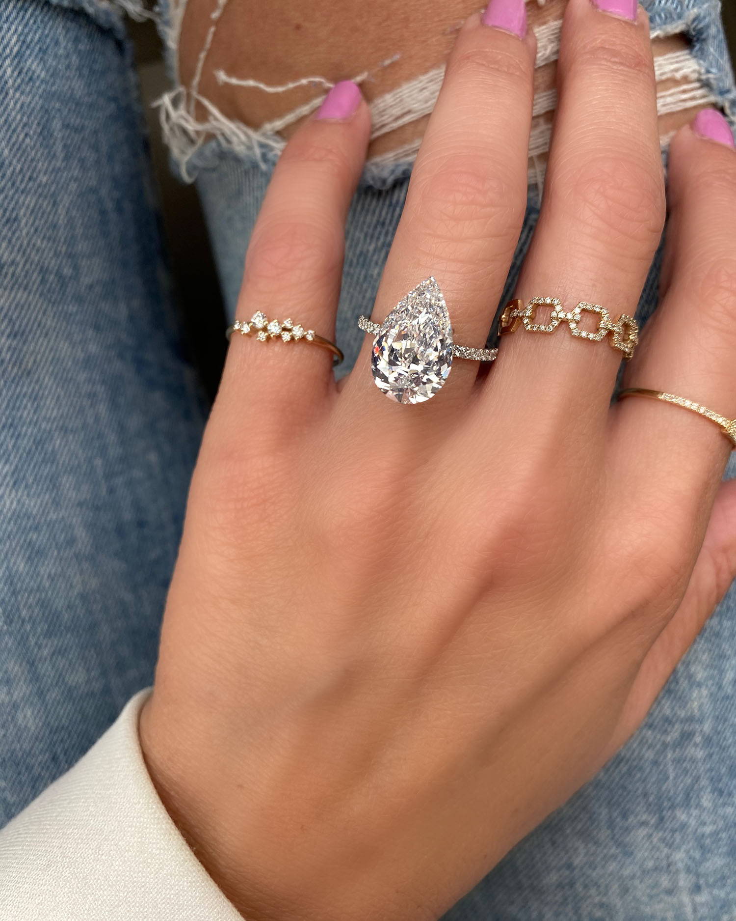 Miss Diamond Ring 5 Carat 6 Carat Pear Marquise Diamond Engagement Ring