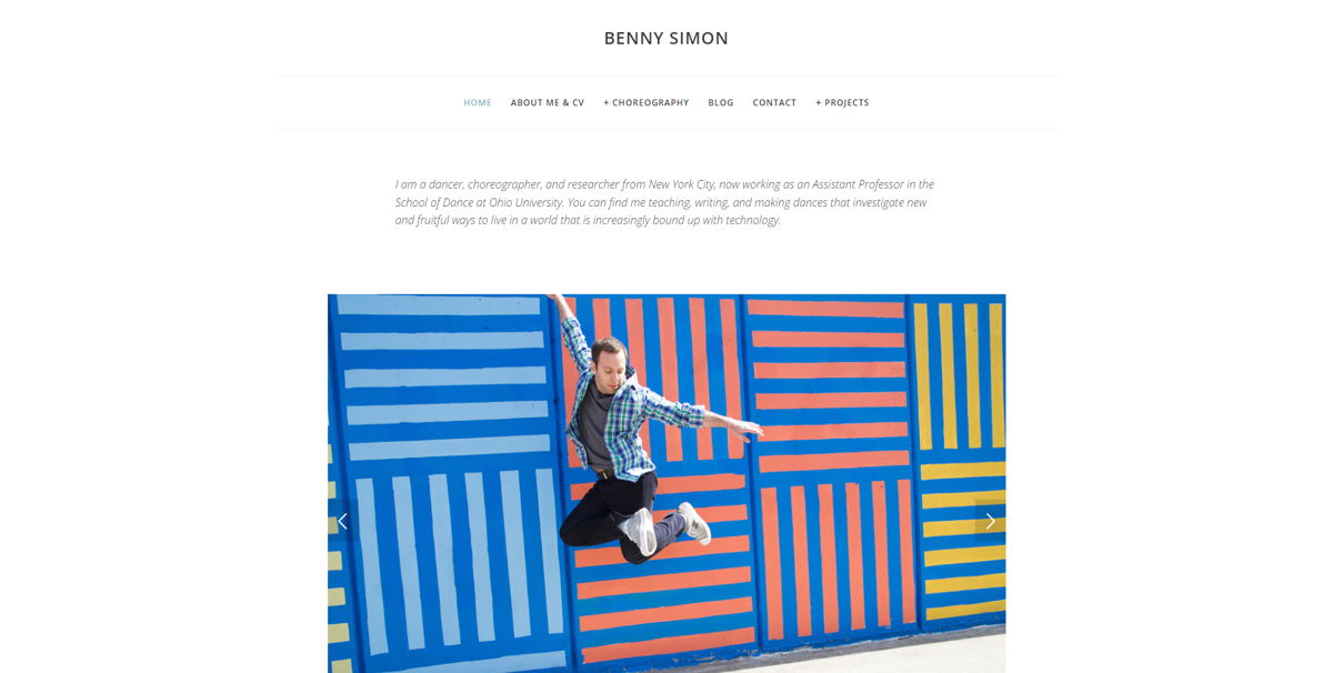 Screenshot of Benny Simon, from the dancer websites collection.