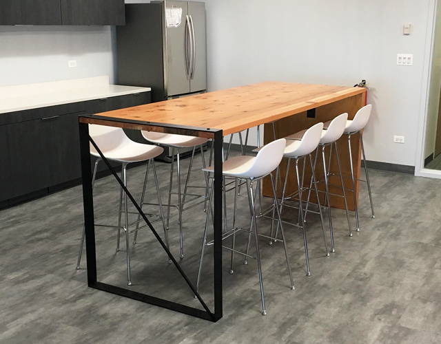 wood and steel dining table for home and office