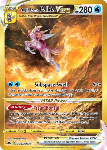 Gold Origin Forme Palkia VSTAR from Pokemon's Crown Zenith.