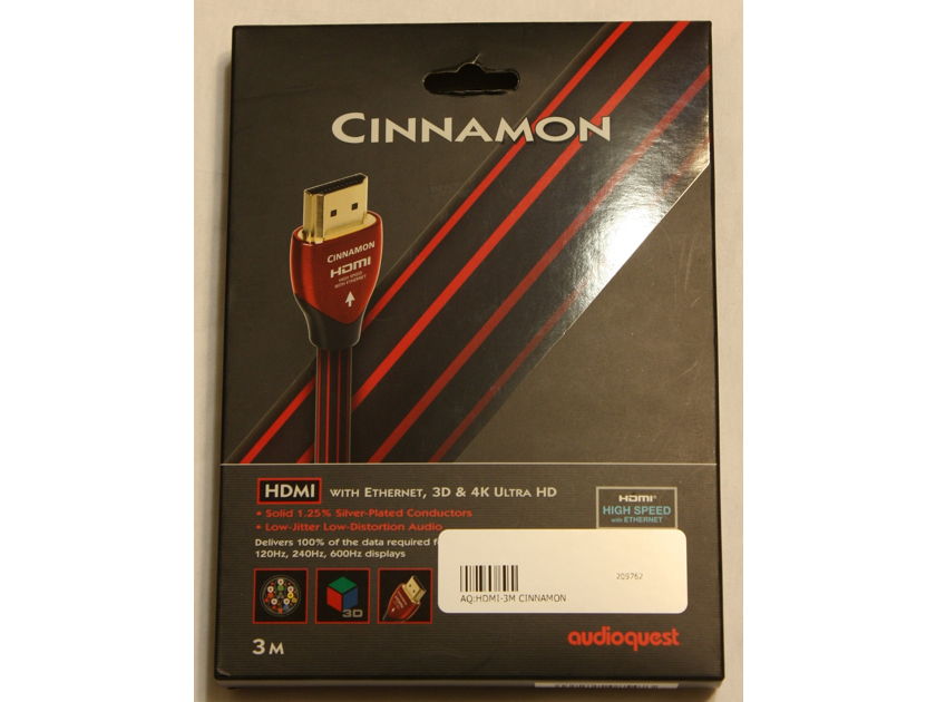 Audioquest Cinnamon HDMI 3m. NEW! FREE Shipping!