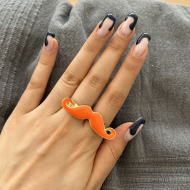 moustache ring orange