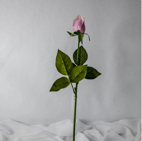 Dusky Pink Real Touch Rose Bud - Realistic Artificial Flowers - Image 3