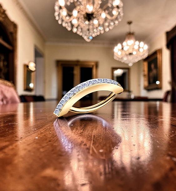 Gold & diamond hinged belly ring. Pobjoy Diamonds