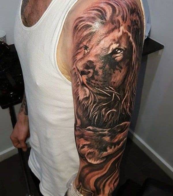 Tatouage Lion Epaule Bras Homme