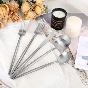Matte Silverware Set 30 Pieces, FAMEWARE Stainless Steel Flatware Set，Service for 6，Kitchen Utensil Set, Tableware Cutlery Set, Satin Finished Polished & Dishwasher Safe