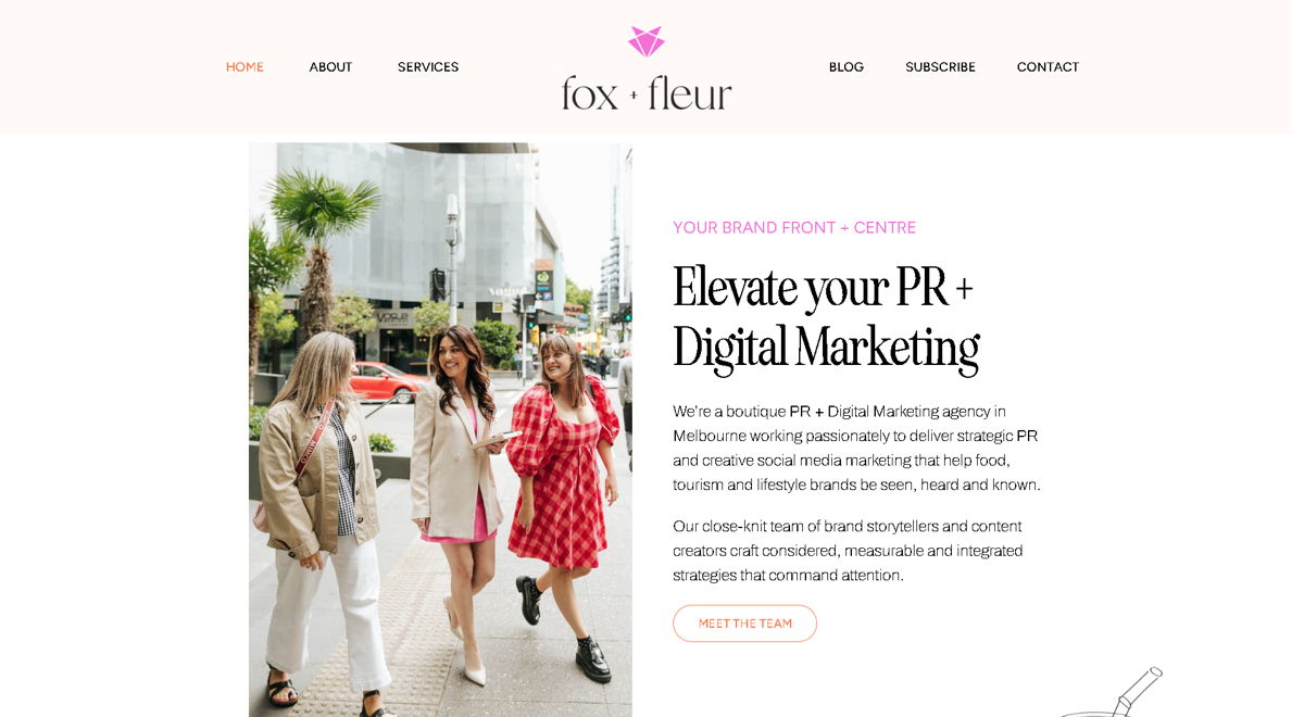 Screenshot of Fox+Fleur, from the advertising & marketing agency websites collection.