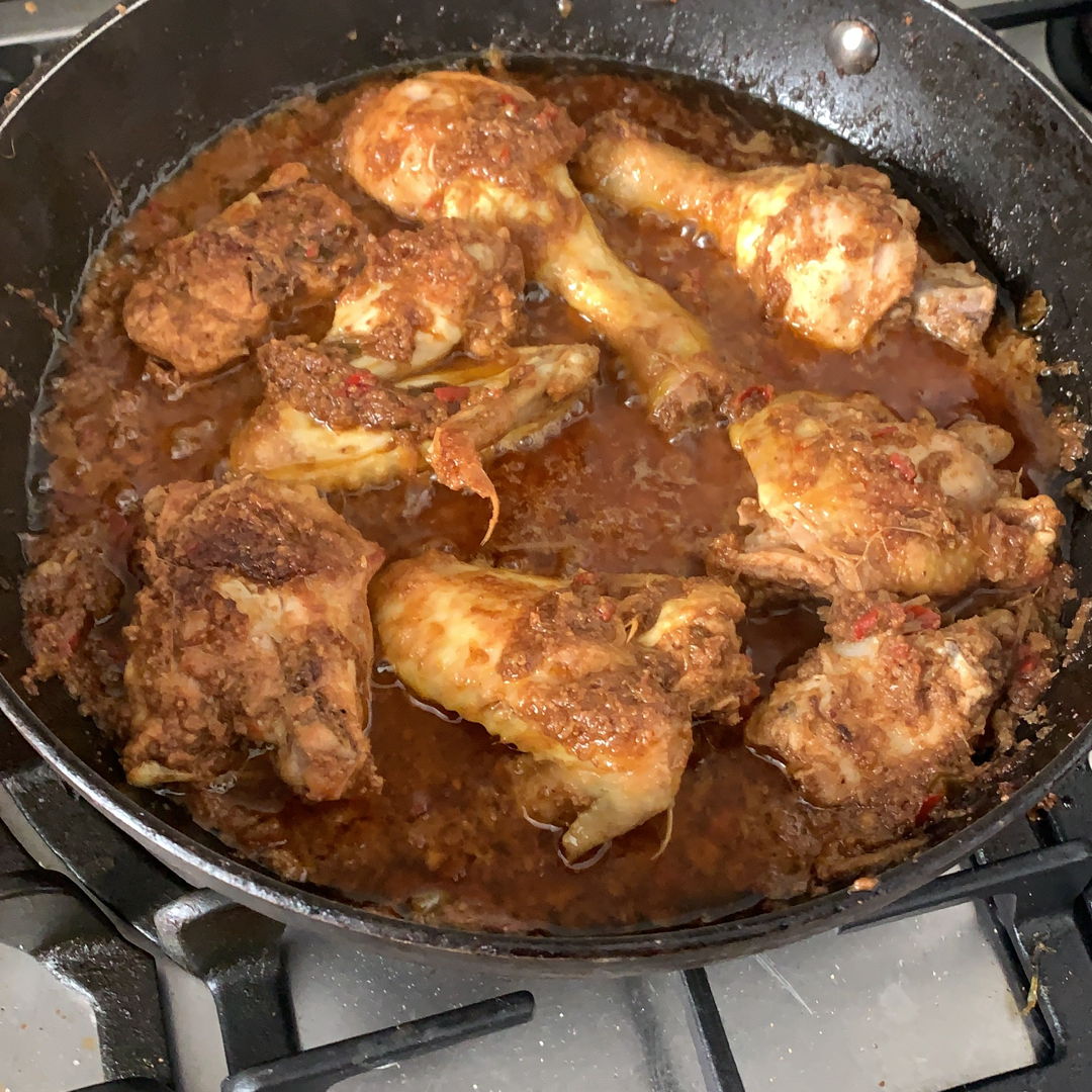 Tried the Chicken Rendang. Didn’t have enough chillis but still worked well.
Used coconut flakes and ground them in a coffee grinder before browning! 
Yummy!!!