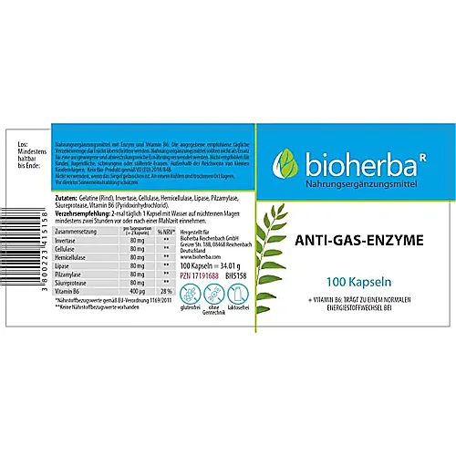 Anti - Gas - Enzyme 100 Kapseln
