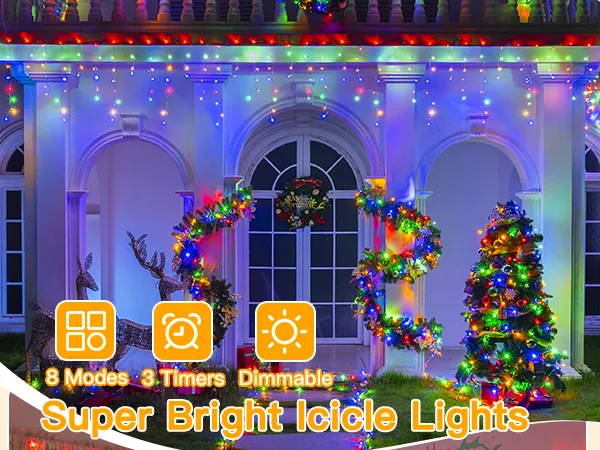 Features of Ollny's 720 leds cool white icicle lights