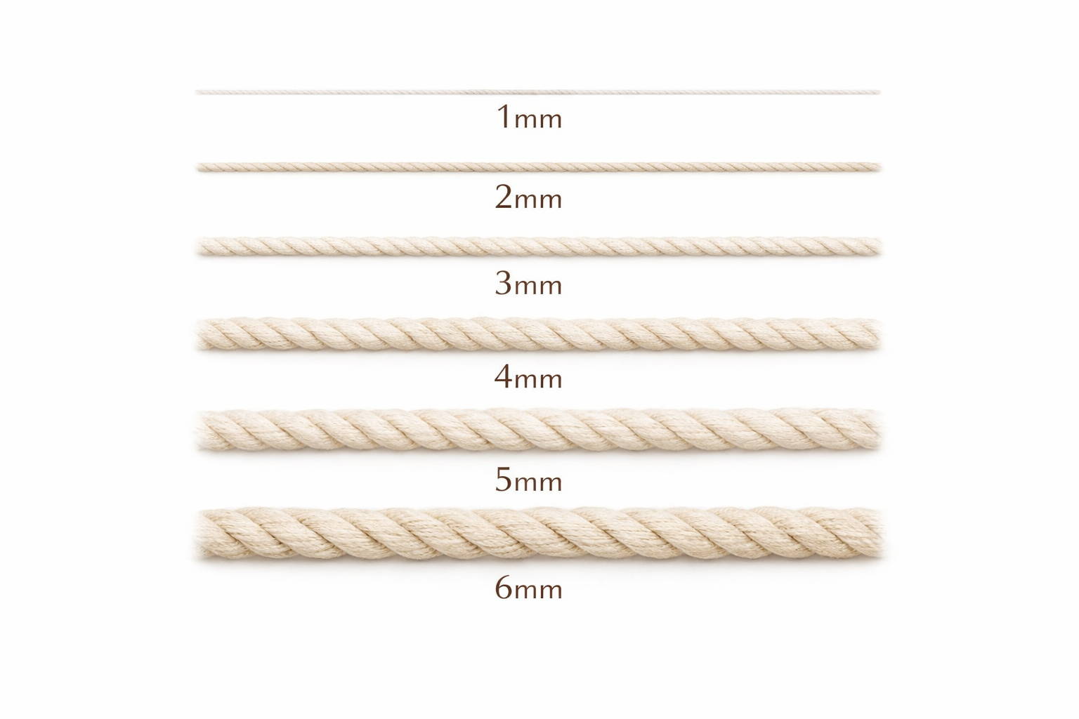 macrame cord size chart mm guide