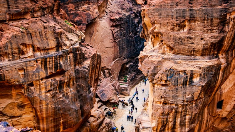 Tourists in Petra, Jordan 