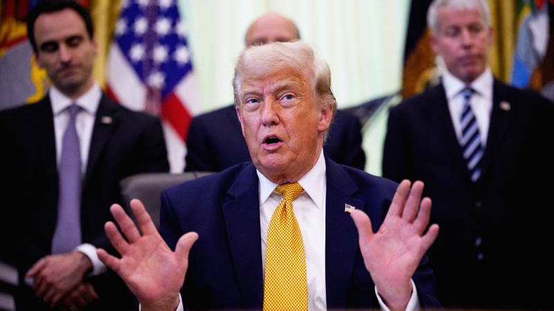 WASHINGTON, DC - JUNE 22: U.S. President Donald Trump speaks during an event in the Oval Office of the White House on June 22, 2026 in Washington, DC. President Trump signed two orders on quantum computing. (Photo by Andrew Harnik/Getty Images)