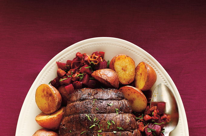 Rôti de boeuf aux épices d’automne et betteraves chaudes