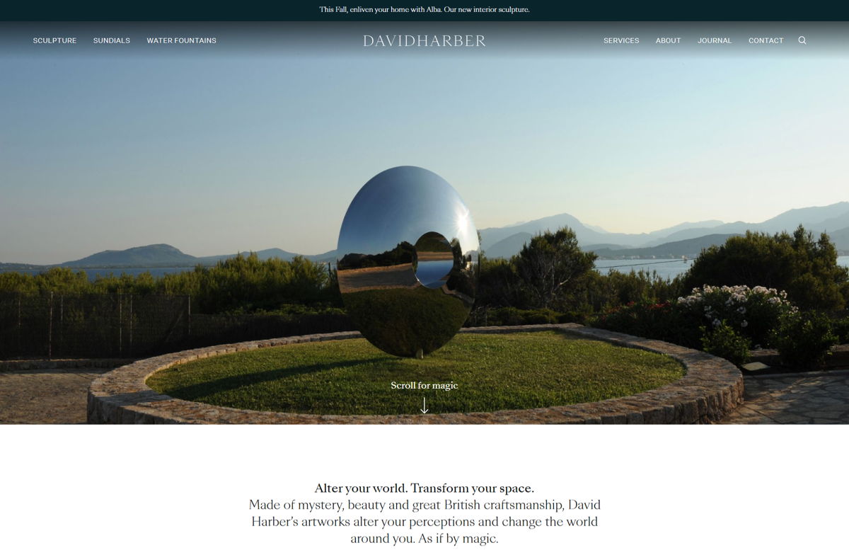 Screenshot of David Harber, from the sculptor portfolios collection.