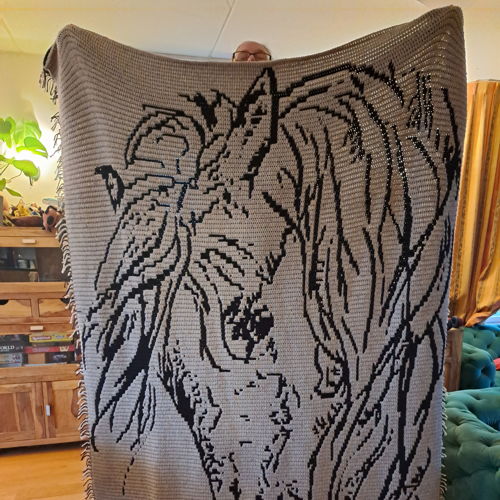 Whispering Mane | Horse Overlay Mosaic Crochet Blanket PDF Pattern