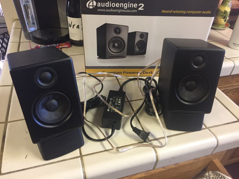 Audioengine A2+B Satin Black Powered Speakers w/ Optional Stands, Nice