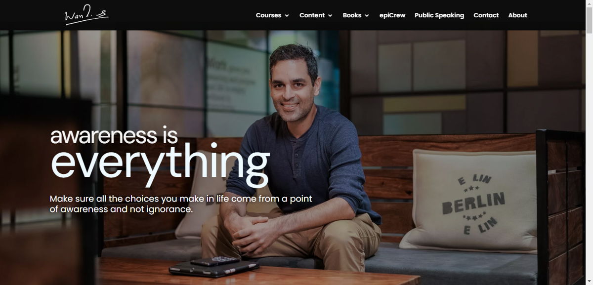 Screenshot of Ankur Warikoo, from the influencer websites collection.