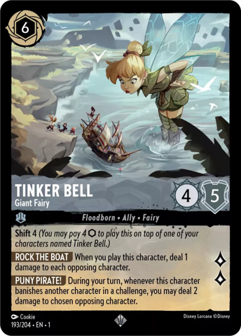 Tinker Bell card from Disney's Lorcana: The First Chapter.