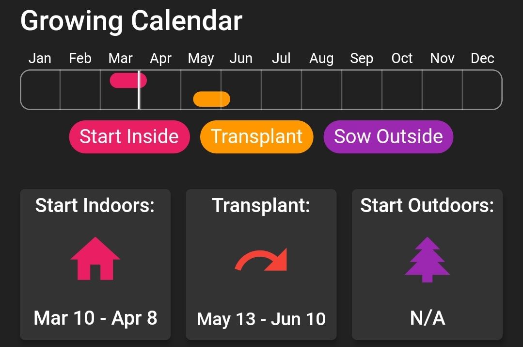 Planter Growing Calendar screenshot