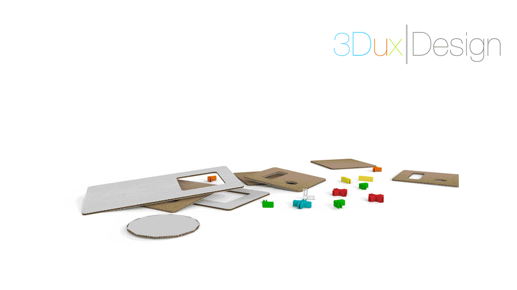cardboard construction kit for kids with geometry shapes and recycled material