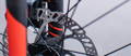 Close up of disc brakes on bike