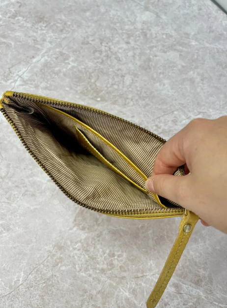 Quality Full Grain Leather Purse/ Clutch. LE 3548 - Gold. Hide & Chic - Image 2