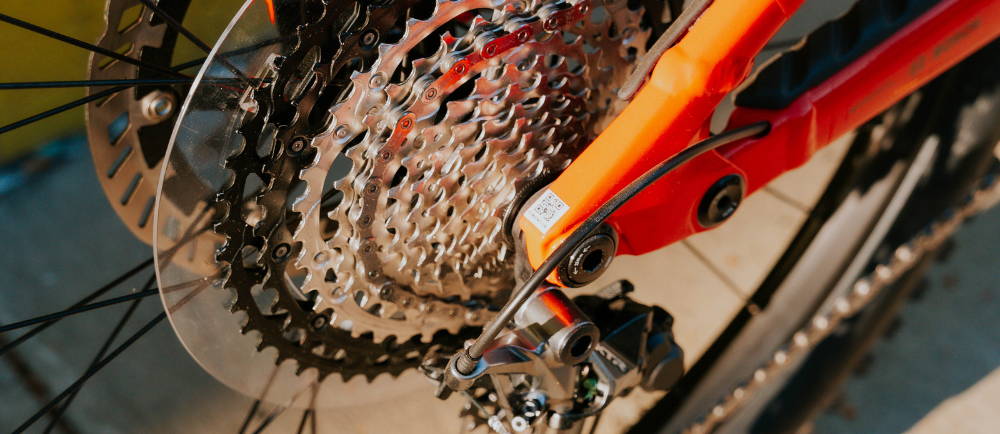 The rear of an e-MTB up close