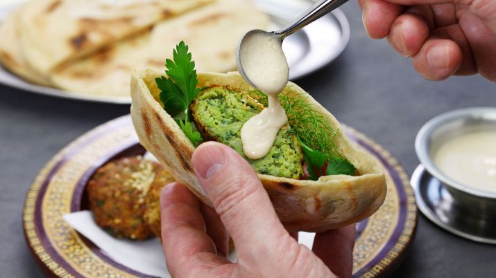 Ta'meya (Egyptian Falafel), golden brown and crispy fried fritters made from fava beans
