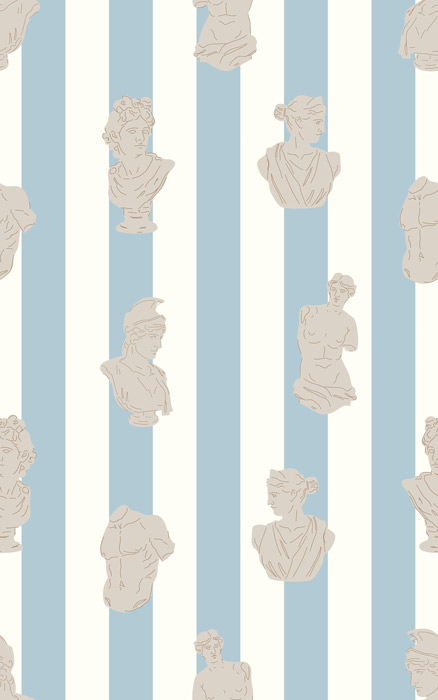 blue & cream statue stripe wallpaper pattern image