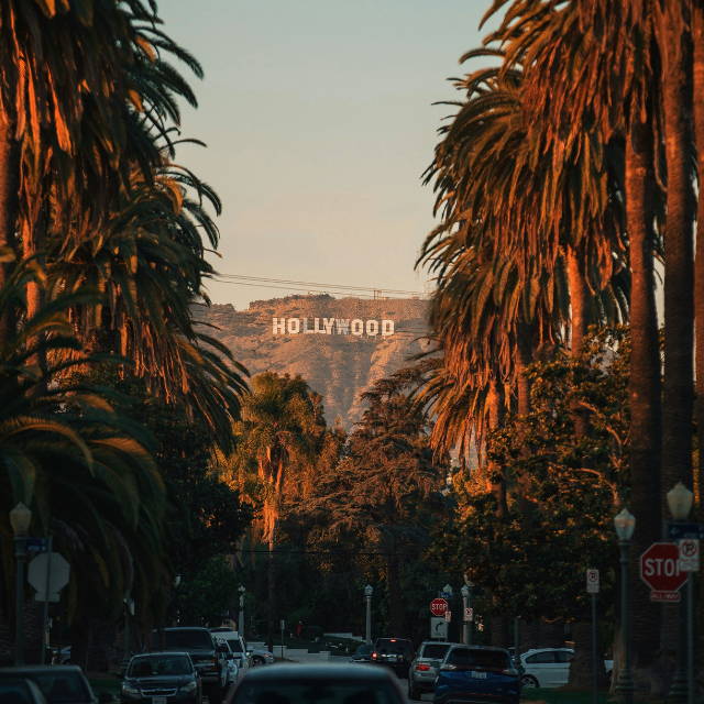 the hollywood sign as seen from downtown los angeles