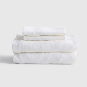 Linen Sheets With Flat Sheet | Size: King, Color: White