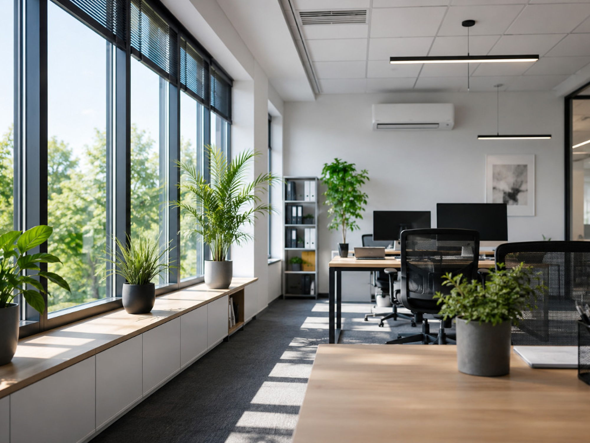 Büro richtig lüften im Sommer für kühle Räume an heißen Tagen - KI-generiert
