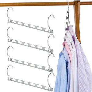 Magic Hangers Space Saving Hanger Wonder Multifunctional Clothes Hangers Updated Design Wider Wavy Slots Heavy Duty Chrome Hangers Closet Organizer Hanger 4pcs CT11C