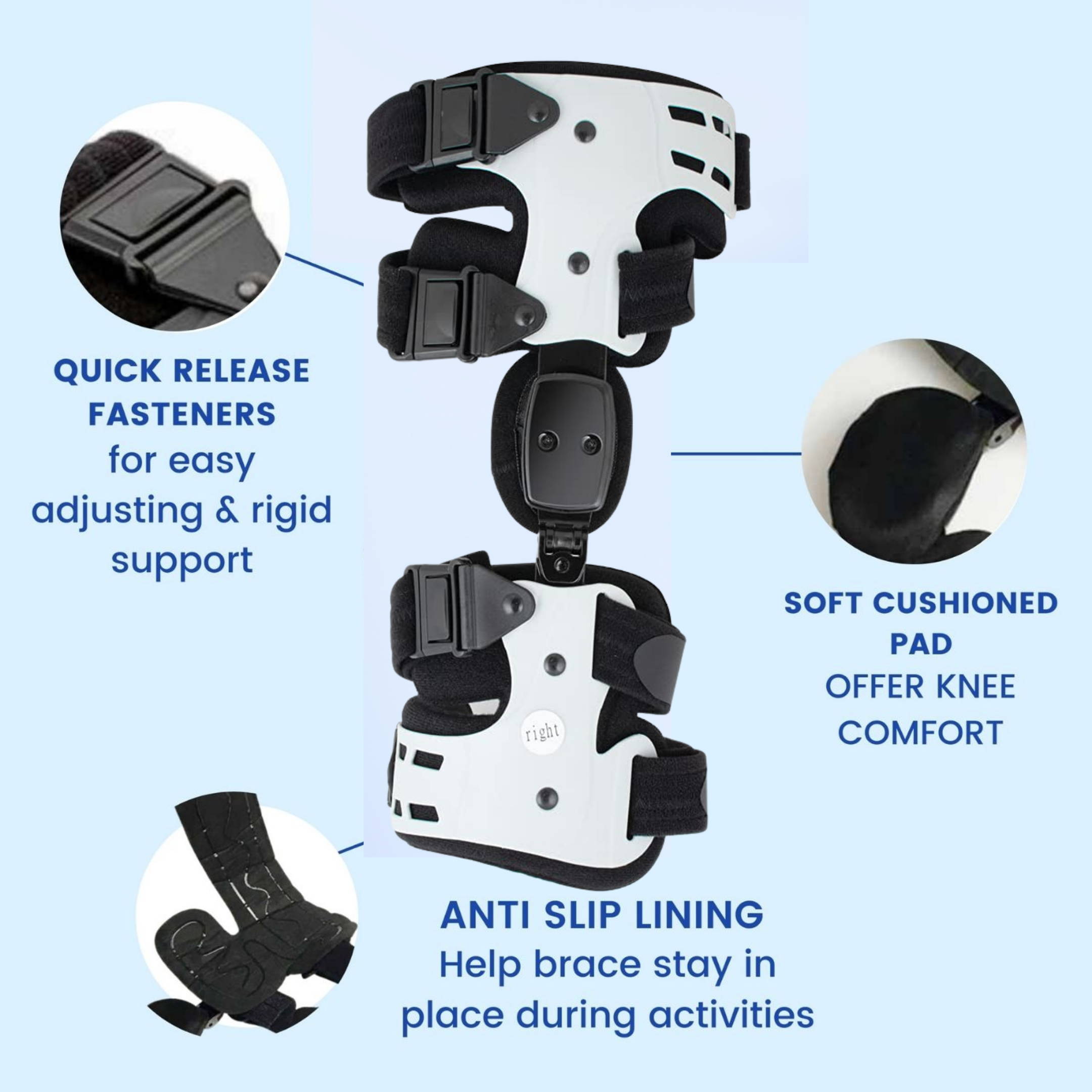 comfyorthopedic oa unlaoder knee brace built with anti slip lining 