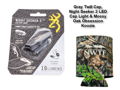 Browning Night Seeker 2 LED Cap Light, Gray Twill Cap and Mossy Oak Obsession  Koozie with NWTF Logo