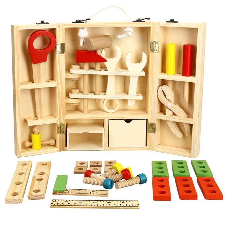 Children's Wooden Tool Set Box+ Carpenter set pretend play educational building toy