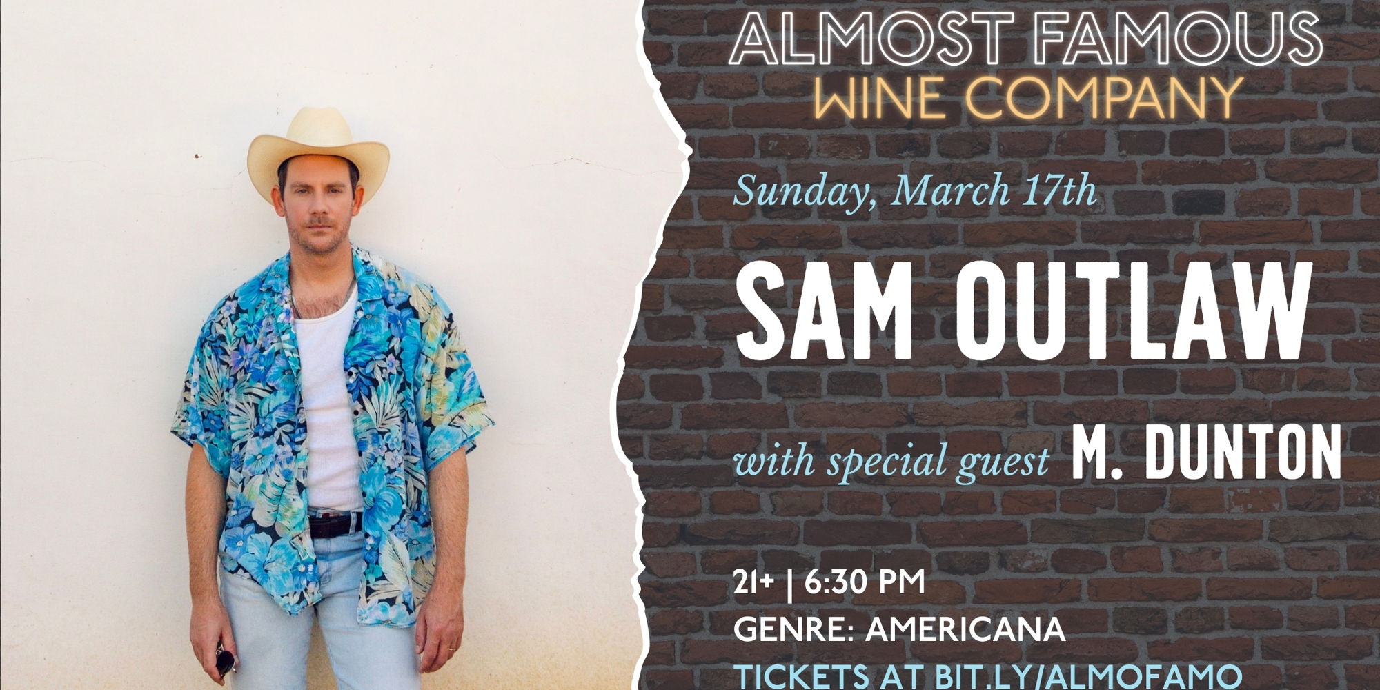 Sam Outlaw: "So Cal Country" and Americana, with acoustic special guest M. Dunton promotional image