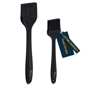 HOTEC Basting Brushes Silicone Heat Resistant Pastry Brushes Spread Oil Butter Sauce Marinades for BBQ Grill Barbecue Baking Kitchen Cooking BPA Free Dishwasher Safe (Black 2)