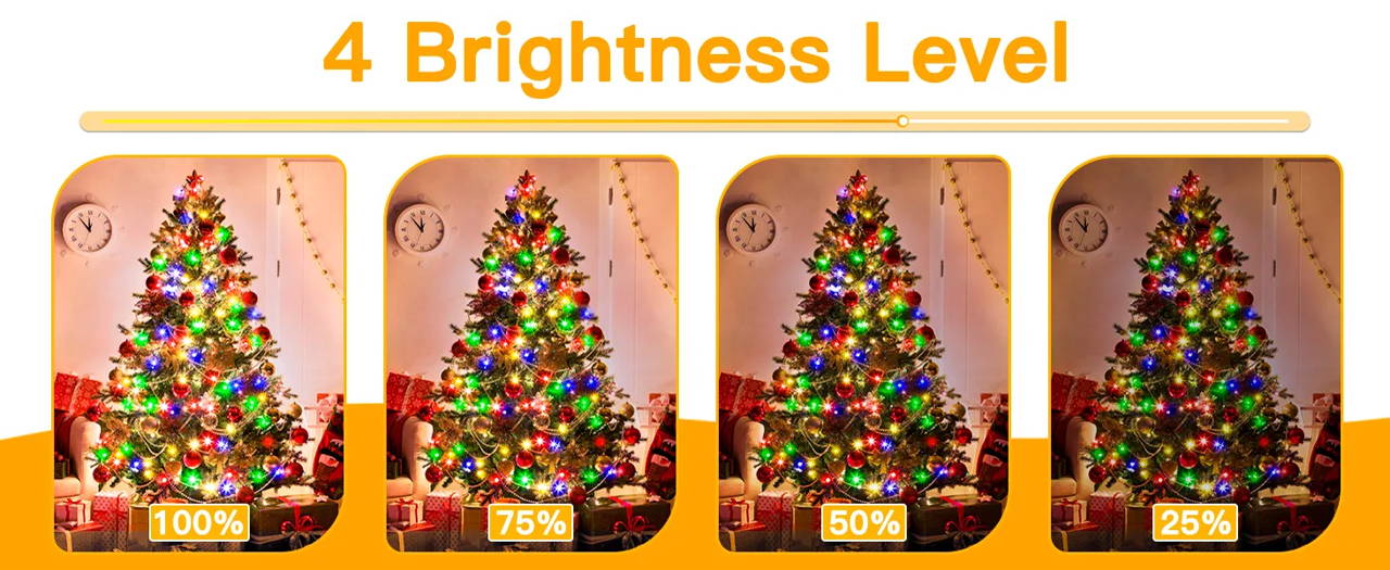 Features of Ollny's 800 leds clear cable cool white string lights - desktop size